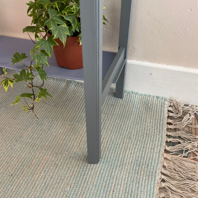 Second Nature Online Hush Hand Loomed Soft Cotton Rug In Muted Colours / 60 X 90 Cm / Duck Egg Blue - image 1