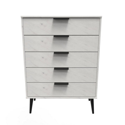 Fuji 5 Drawer Chest Of Drawers In Marble (Ready Assembled) - image 1
