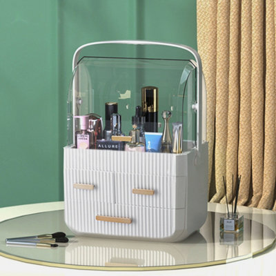 Living And Home White  3 Drawers Desktop Waterproof Cosmetics Storage Orgaizer Makeup Box 353mm(H) - image 1