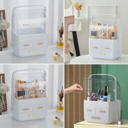 Living And Home White  3 Drawers Desktop Waterproof Cosmetics Storage Orgaizer Makeup Box 353mm(H) - thumbnail 2