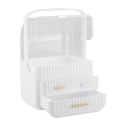 Living And Home White  3 Drawers Desktop Waterproof Cosmetics Storage Orgaizer Makeup Box 353mm(H) - thumbnail 4