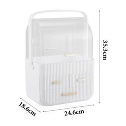 Living And Home White  3 Drawers Desktop Waterproof Cosmetics Storage Orgaizer Makeup Box 353mm(H) - thumbnail 7