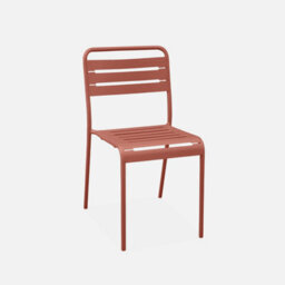 Sweeek - 4-Seater Rectangular Steel Garden Table With 4 Chairs Terracotta 120X70X72.5 Cm - Amelia - thumbnail 4