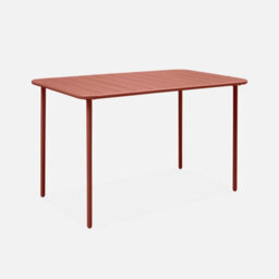 Sweeek - 4-Seater Rectangular Steel Garden Table With 4 Chairs Terracotta 120X70X72.5 Cm - Amelia - thumbnail 3