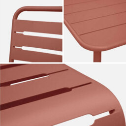 Sweeek - 4-Seater Rectangular Steel Garden Table With 4 Chairs Terracotta 120X70X72.5 Cm - Amelia - thumbnail 8