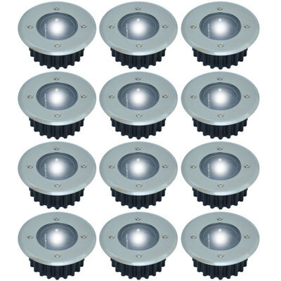 Taylor & Brown 12 Pack Solar Powered Decking Lights Outdoor Garden Stainless Steel Ground Lights Lamp White Deck Pathway Lighting - image 1