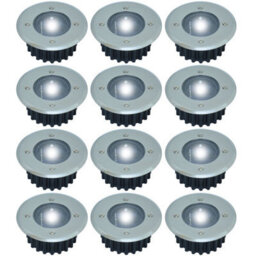 Taylor & Brown 12 Pack Solar Powered Decking Lights Outdoor Garden Stainless Steel Ground Lights Lamp White Deck Pathway Lighting
