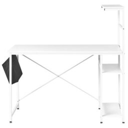Wyld And Coco Nordicnest Office Desk White Mdf Top With Powder-Coated Iron Frame - Compact Rectangular Design - thumbnail 1