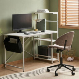 Wyld And Coco Nordicnest Office Desk White Mdf Top With Powder-Coated Iron Frame - Compact Rectangular Design - thumbnail 2