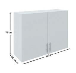 Jd Greta Kitchen Wall Unit 1000mm Storage Cabinet With Doors And Shelf 100Cm - White Matt - thumbnail 3