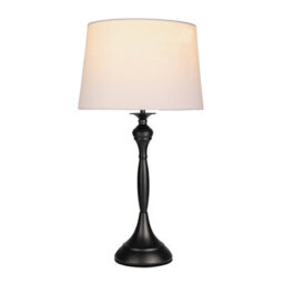 Lighting Supermarket Messini Large Black Elegant Candlestick Table Lamp With Ivory Linen Shade - thumbnail 2