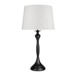 Lighting Supermarket Messini Large Black Elegant Candlestick Table Lamp With Ivory Linen Shade - thumbnail 1