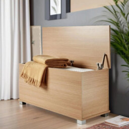 Rafaelo Mobilia Ottoman Storage Blanket Box Oak - thumbnail 2
