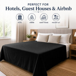 Moonlight Bedding 100% Cotton Hotel Quality Flat Bed Sheet, Top Sheet For Guest House, Spa & Airbnb (Black,single, 175X275 Cm) - thumbnail 5