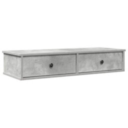 Berkfield Durable Wall Shelf With Drawers Concrete Grey 100X37.5X19 Cm Engineered Wood - thumbnail 1