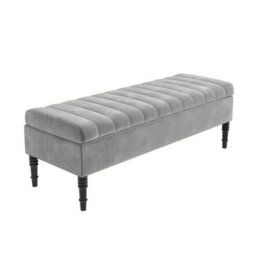 Safar 137Cm Ottoman Storage Bench - Naples Shoe Bench - Grey Lined Upholstery Storage Footstool - thumbnail 4