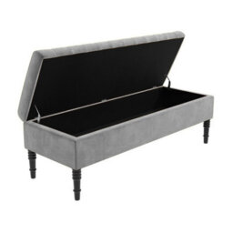 Safar 137Cm Ottoman Storage Bench - Naples Shoe Bench - Grey Lined Upholstery Storage Footstool - thumbnail 5