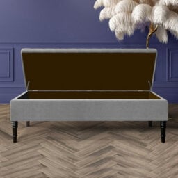 Safar 137Cm Ottoman Storage Bench - Naples Shoe Bench - Grey Lined Upholstery Storage Footstool - thumbnail 2