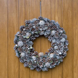 GreenBrokers Premium Quality Christmas Hanging Wreath 48Cm- Festive Silver Display With Pine Cones - thumbnail 2