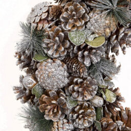 GreenBrokers Premium Quality Christmas Hanging Wreath 48Cm- Festive Silver Display With Pine Cones - thumbnail 6