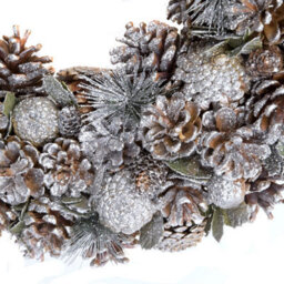 GreenBrokers Premium Quality Christmas Hanging Wreath 48Cm- Festive Silver Display With Pine Cones - thumbnail 5