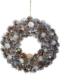 GreenBrokers Premium Quality Christmas Hanging Wreath 48Cm- Festive Silver Display With Pine Cones - thumbnail 7