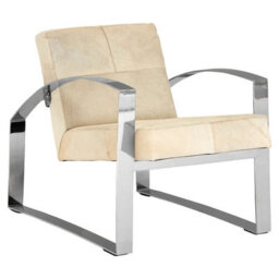 Orsina Hairon Leather Chair With Steel Legs For Patio,modern White Upholstery Chair,stainless Steel  Accent Chair - thumbnail 4