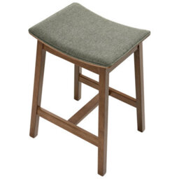 Wyld And Coco Greenwood Pair Of Backless Rubberwood Bar Stools, Green Upholstery, Matt Lacquer Finish - W45 X D39 X H63Cm - thumbnail 5