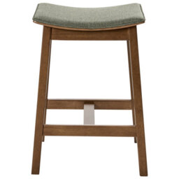 Wyld And Coco Greenwood Pair Of Backless Rubberwood Bar Stools, Green Upholstery, Matt Lacquer Finish - W45 X D39 X H63Cm - thumbnail 4