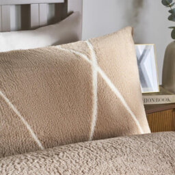 Ohs Diamond Check Teddy Fleece Bedding Set Duvet Cover With Pillowcase, Natural - Double - thumbnail 3