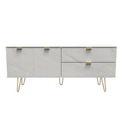 Fuji 2 Drawer 2 Door Wide Sideboard In Marble (Ready Assembled) - image 1