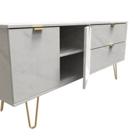 Fuji 2 Drawer 2 Door Wide Sideboard In Marble (Ready Assembled) - thumbnail 6