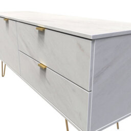 Fuji 2 Drawer 2 Door Wide Sideboard In Marble (Ready Assembled) - thumbnail 4