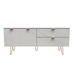 Fuji 2 Drawer 2 Door Wide Sideboard In Marble (Ready Assembled)