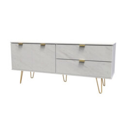 Fuji 2 Drawer 2 Door Wide Sideboard In Marble (Ready Assembled) - thumbnail 3