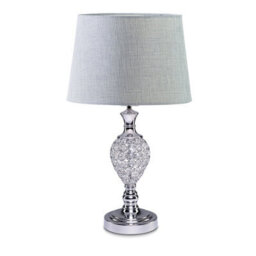 Lighting Supermarket Hannah Luxury Elegant Chrome & Crystal Table Lamp With Grey Linen Shade - thumbnail 1