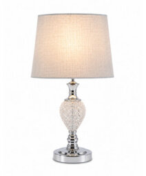 Lighting Supermarket Hannah Luxury Elegant Chrome & Crystal Table Lamp With Grey Linen Shade - thumbnail 2