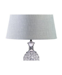 Lighting Supermarket Hannah Luxury Elegant Chrome & Crystal Table Lamp With Grey Linen Shade - thumbnail 3