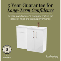Balterley Right-Hand Bathroom Vanity And Wc Unit Combination With Basin - 1100mm - Gloss White With Brushed Bronze Handles - thumbnail 6