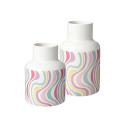 Candy Swirl Patterned Ceramic Decorative Vase - H25 Cm - thumbnail 2