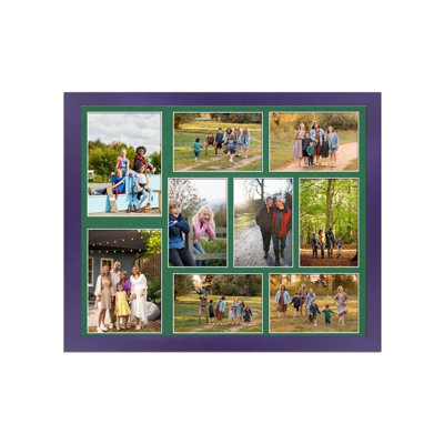 AK Frames 20X16 Purple Sleek Multi Photo Frame With Emerald Mount - Holds 9 Apertures (2X) 7X5, (7X) 6X4 Photos - image 1