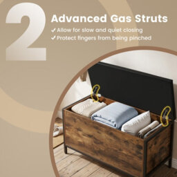 Gainoom Storage Chest Industrial Shoe Bench With Faux Leather Padded Seat Lift-Top Blanket Box With Safety Gas Struts - thumbnail 9