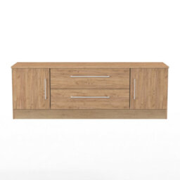 Gloucester Wide 2 Door 2 Drawer Tv Unit In Gold Craft Oak (Ready Assembled) - thumbnail 2