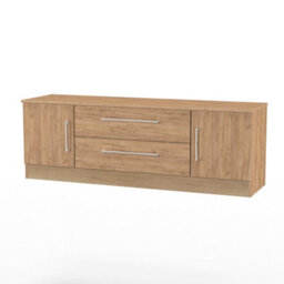Gloucester Wide 2 Door 2 Drawer Tv Unit In Gold Craft Oak (Ready Assembled) - thumbnail 4