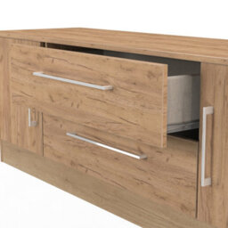 Gloucester Wide 2 Door 2 Drawer Tv Unit In Gold Craft Oak (Ready Assembled) - thumbnail 7