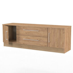 Gloucester Wide 2 Door 2 Drawer Tv Unit In Gold Craft Oak (Ready Assembled) - thumbnail 6