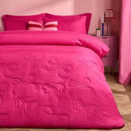 Ohs Bows Pinsonic Bedding Set Microfibre Duvet Cover With Pillowcase, Hot Pink - Single - thumbnail 1