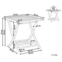 Beliani Foldable Bistro Table 70 X 70 Cm Natural Wood Indoor Outdoor - thumbnail 4