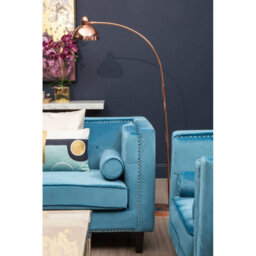 Orsina Copper Floor Lamp With Curved Stem, Arched Floor Lamp With Marble Base, Statement Copper Standing Lamp - thumbnail 3