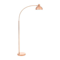 Orsina Copper Floor Lamp With Curved Stem, Arched Floor Lamp With Marble Base, Statement Copper Standing Lamp